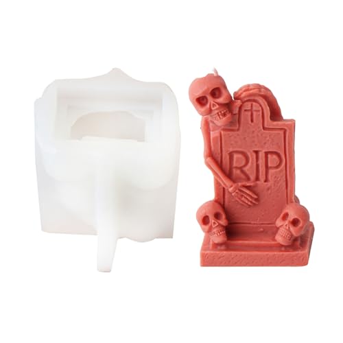 Easy Demold Silicon Kerzenhersteller Wiederverwendbares Halloween Schimmelpilze Geisterhaus Und Grabsteinschimmel Wiederverwendbare Kerzenform von Cenifin