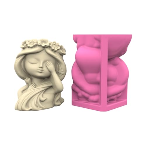 Mädchen Pflanzer Silikonform Für Harzgusshandwerk Flexible Stilvolle Lebensmittelqualität Materialien Gartenabende Künstlerische Zement Pflanzer Silikonform von Cenifin