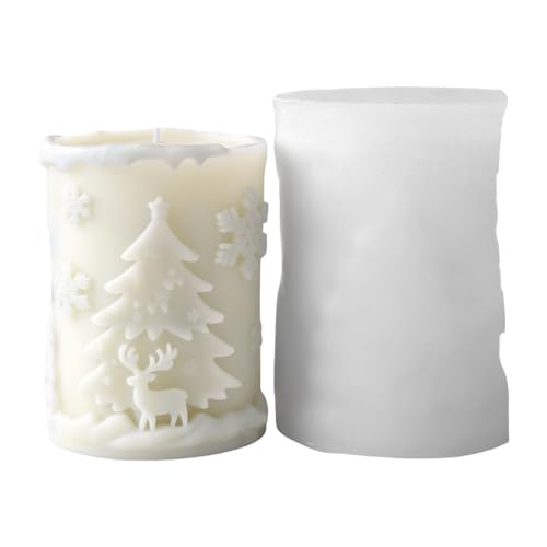 Silikonformen Weihnachtskerzenform Schneeflockenzylinder Epoxidharzformen Pflaster Duft Kerze Weihnachten Silikonform Schneeflockenzylinderpflaster von Cenifin