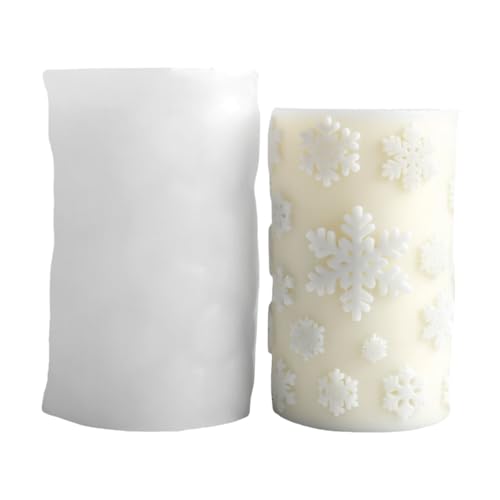 Silikonformen Weihnachtskerzenform Schneeflockenzylinder Epoxidharzformen Pflaster Duft Kerze Weihnachten Silikonform Schneeflockenzylinderpflaster von Cenifin