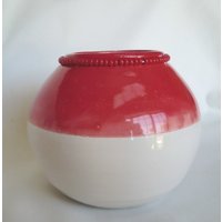 Vase Rot Und Weiß Perlen Keramik Von Centered Clayworks von CenteredClayWorks