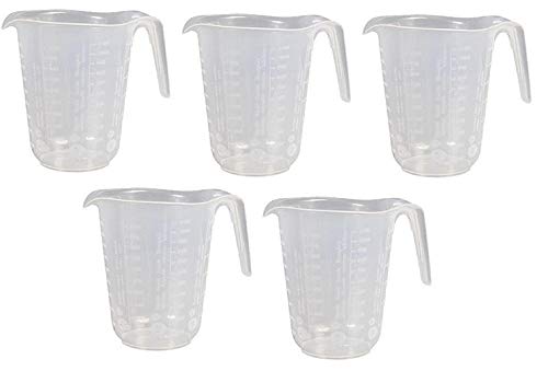 5 Stück Messbecher, 1 Liter, d= 13 cm, Höhe= 16 cm, Transparent, Polypropylen von Centi
