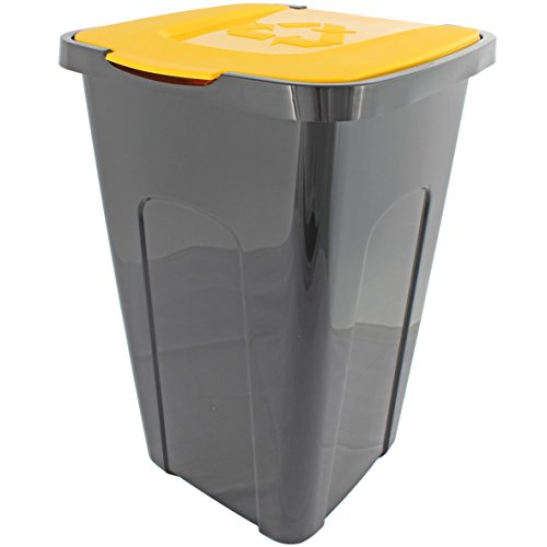 Abfalltonne Mülltonne Abfalleimer Mülleimer 50 Liter Recycling mit Deckel (Deckel Gelb) von Centi
