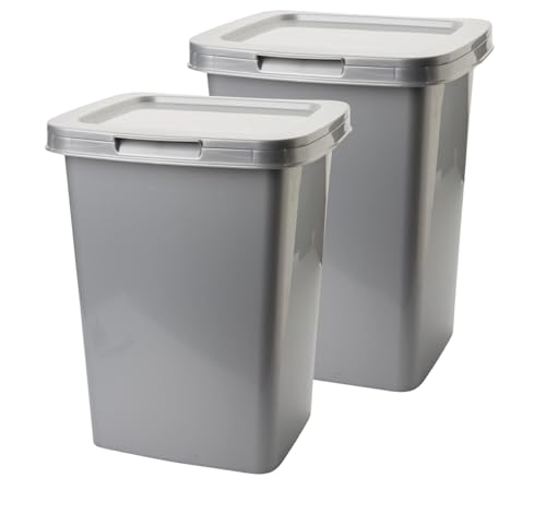 Centi 2er Set Praktischer Küchen-Abfalleimer 25L - Mülleimer Küche, Funktionales Design in Grau mit Klappdeckel, EU-Herstellung Centi 2er Set Praktischer Küchen-Abfalleimer 25L - Mülleimer Küche, Funktionales Design in Grau mit Klappdeckel, EU-Herstellung von Centi