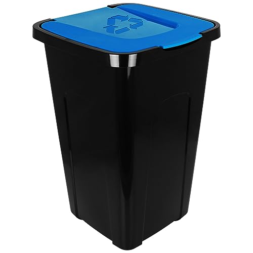Centi 50L Recycling Abfalleimer mit Farbwahl Mülleimer mit Klappdeckel Abfalltonne (Blau) von Centi