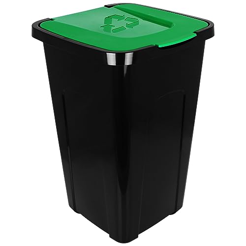 Centi 50L Recycling Abfalleimer mit Farbwahl Mülleimer mit Klappdeckel Abfalltonne (Grün) von Centi