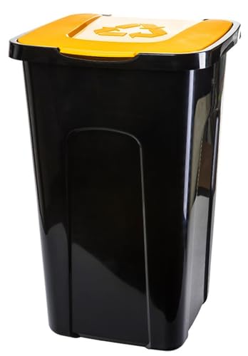 Centi Abfalltonne 50L Recycling Farbauswahl Mülltonne mit Klappdeckel Mülleimer Abfalleimer Mülltrennung (Gelb) von Centi