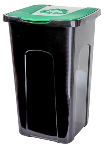 Centi Abfalltonne 50L Recycling Farbauswahl Mülltonne mit Klappdeckel Mülleimer Abfalleimer Mülltrennung (Grün) von Centi