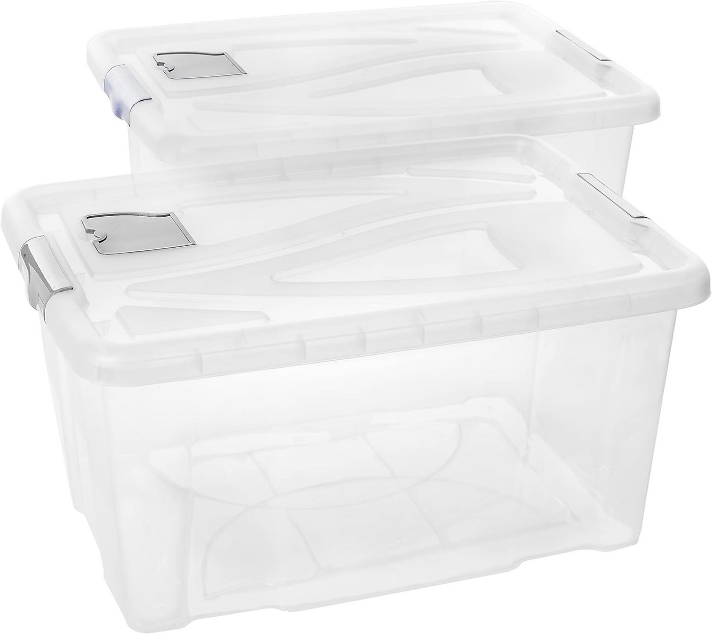 Centi Aufbewahrungsbox 2er Set Aufbewahrungsbox mit Deckel Groß (2 St., 2er Set), 60L, 61cm x 45cm x 30cm von Centi