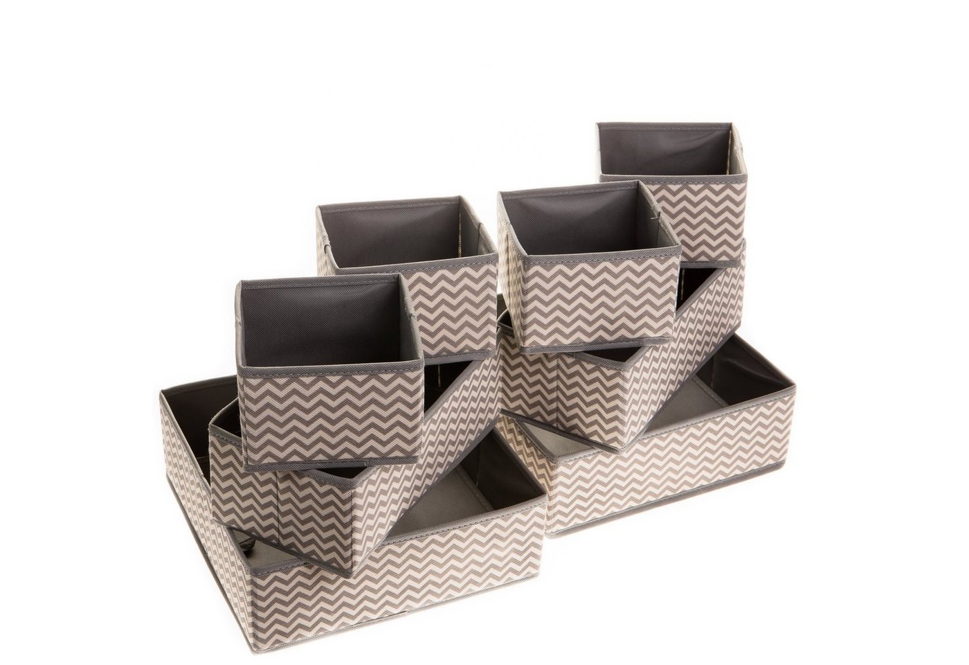 Centi Aufbewahrungsbox 8 Stk. Schubladen Ordnungssystem Schubladen Organizer (Spar Set, 8 St., 2* 28x28x10cm, 2* 28x14x10cm, 4* 14x14x10cm), faltbar, stabile Boxen in 3 verschiedenen Größen von Centi
