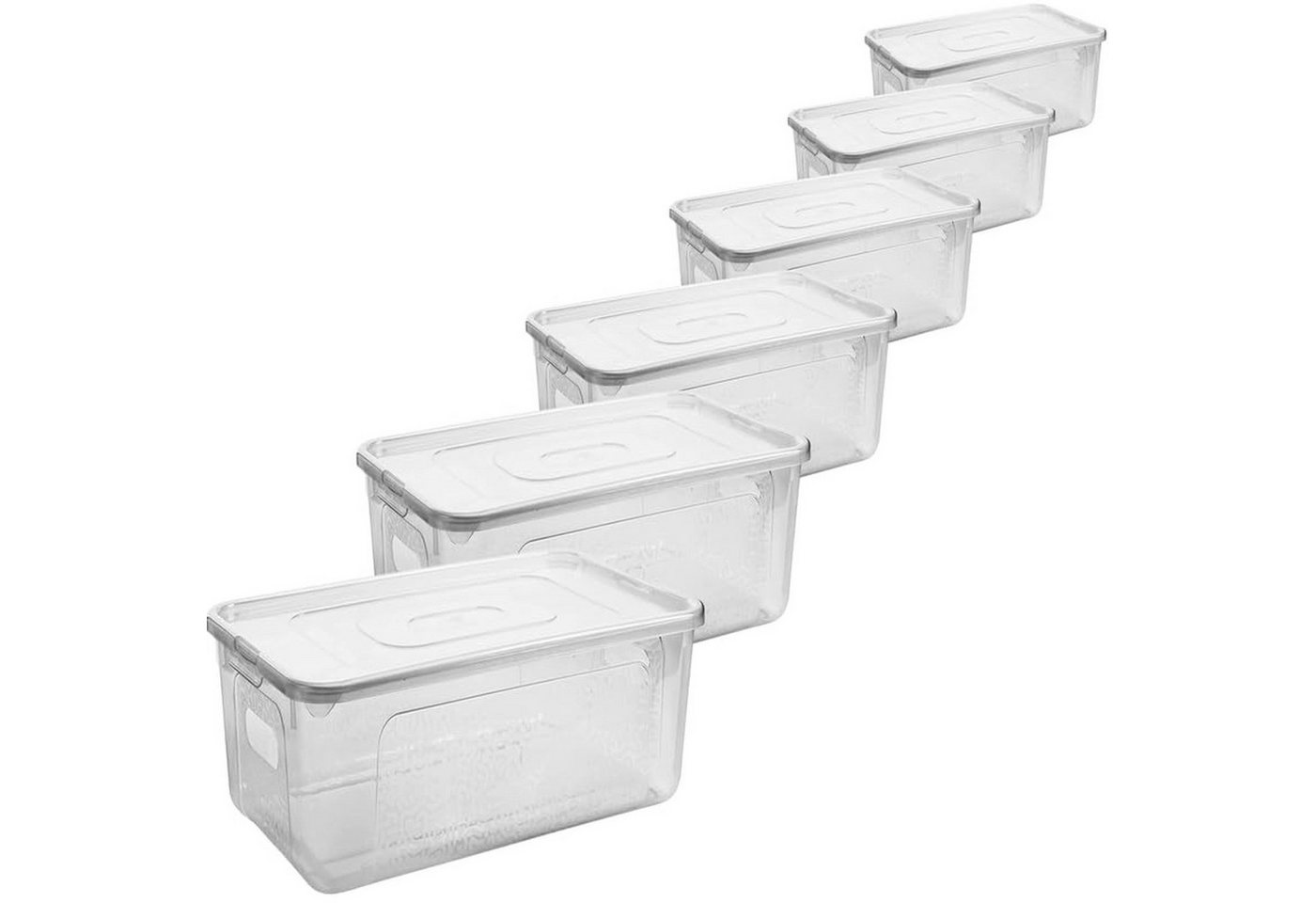 Centi Aufbewahrungsbox Aufbewahrungsbox mit Deckel, stapelbar, transparent (6er-Set) von Centi