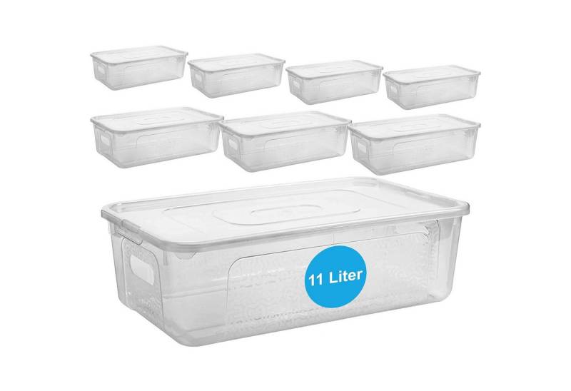 Centi Aufbewahrungsbox Aufbewahrungsbox mit Deckel, stapelbar, transparent (8er-Set) von Centi