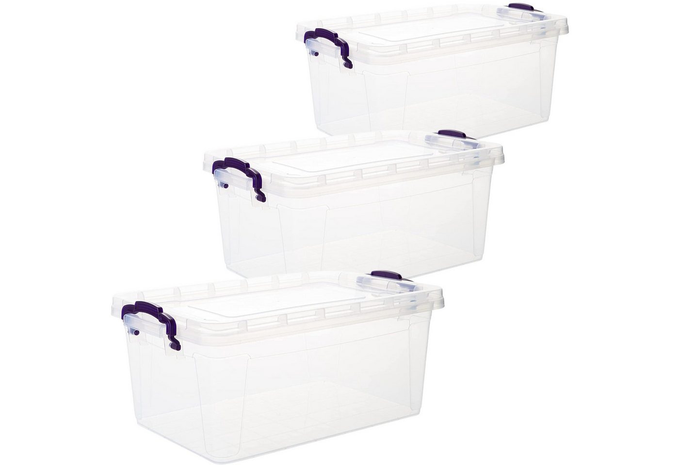 Centi Aufbewahrungsbox Aufbewahrungsbox mit Deckel stapelbar 3 Stück (3er-Set) von Centi