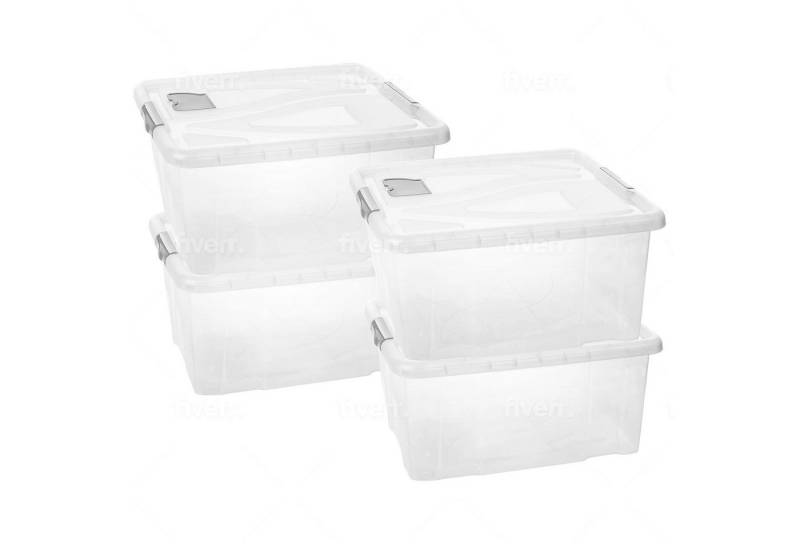 Centi Aufbewahrungsbox Aufbewahrungsbox mit Deckel stapelbar 60L grau (4er-Set) von Centi
