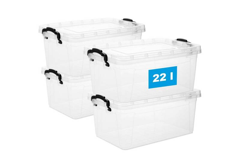 Centi Aufbewahrungsbox Aufbewahrungsbox mit Deckel und Griff, stapelbar (4er-Set) von Centi