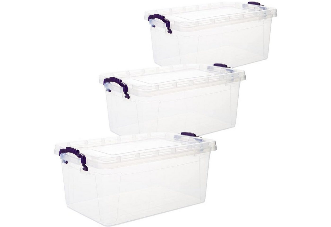 Centi Aufbewahrungsbox Aufbewahrungsboxen mit Deckel, stapelbar, transparent (3er-Set) von Centi