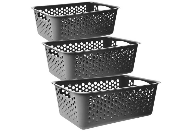 Centi Aufbewahrungsbox Aufbewahrungsboxen rosa mit Deckel Griff (3er-Set) von Centi