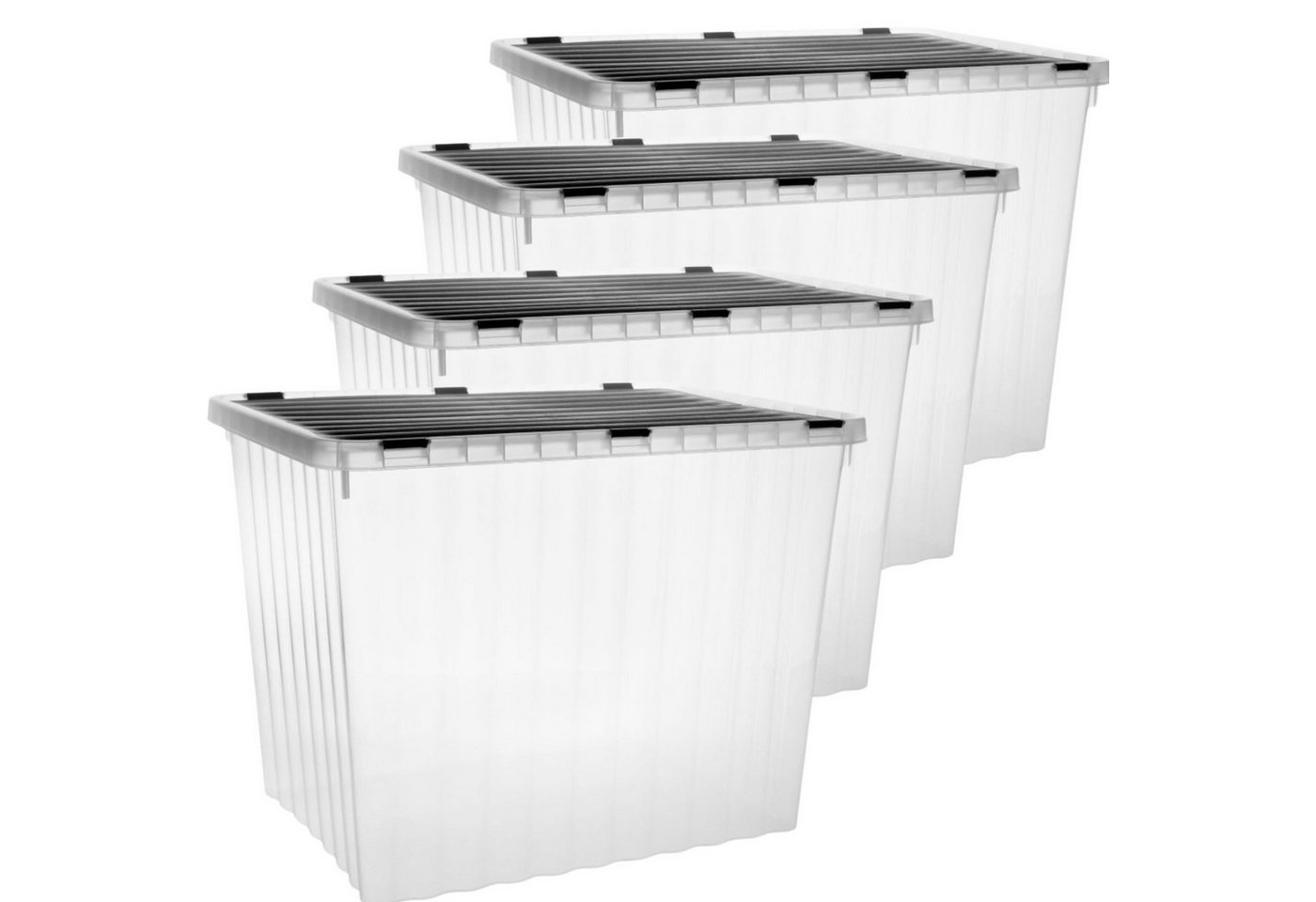 Centi Aufbewahrungsbox Große Aufbewahrungsbox mit Deckel 50L stapelbar (4er-Set) von Centi