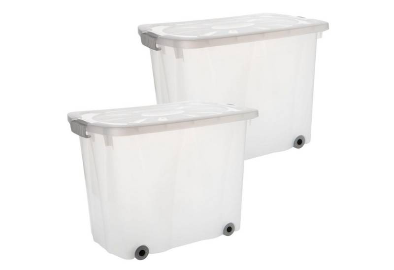 Centi Aufbewahrungsbox Große Aufbewahrungsbox mit Rollen und Deckel 60L (2er-Set) von Centi