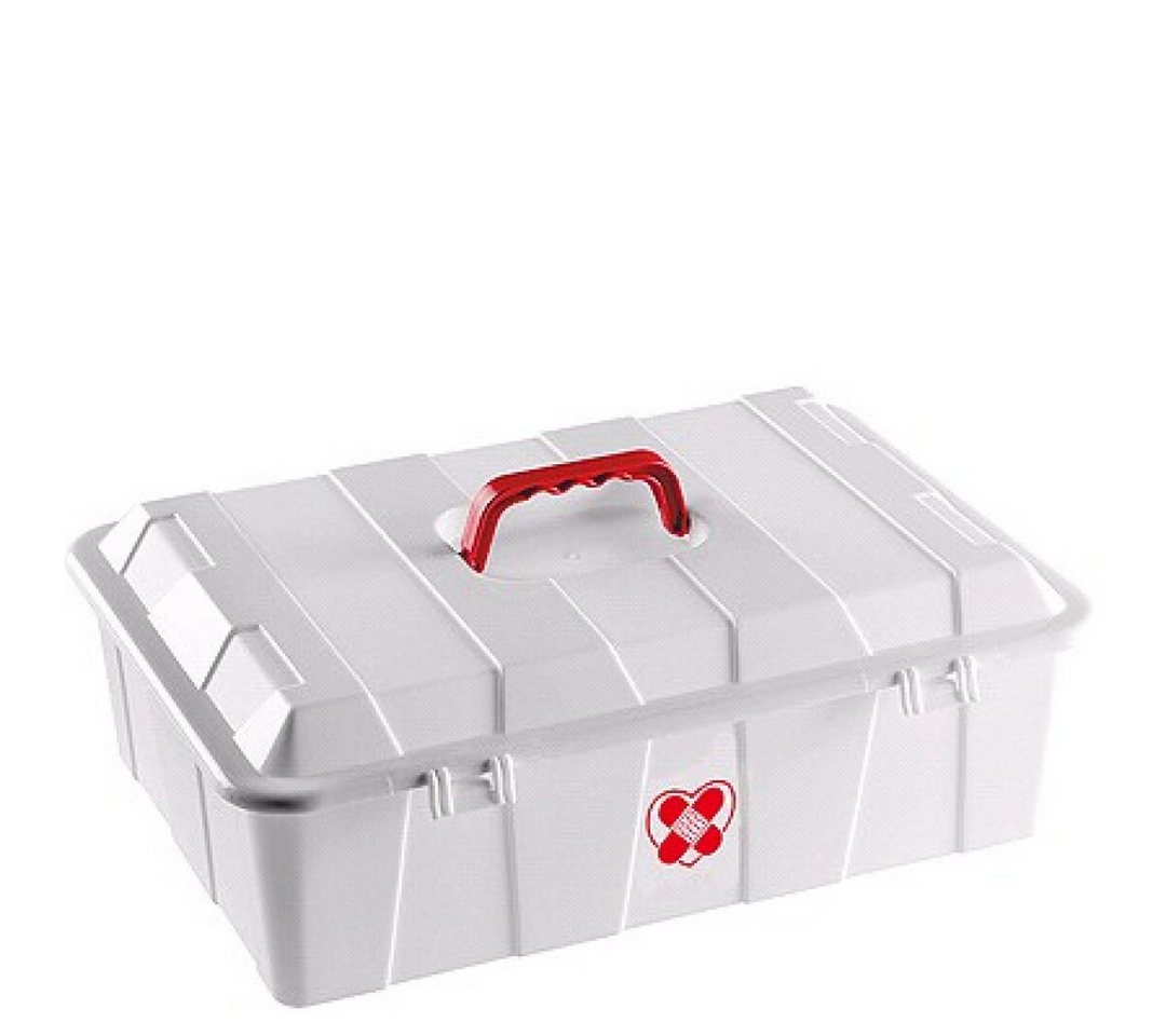 Centi Aufbewahrungsbox Medizinbox 7 L Erste Hilfe, Hausapotheke (12 x 36 x 25 cm), roter Griff mit Aufdruck von Centi