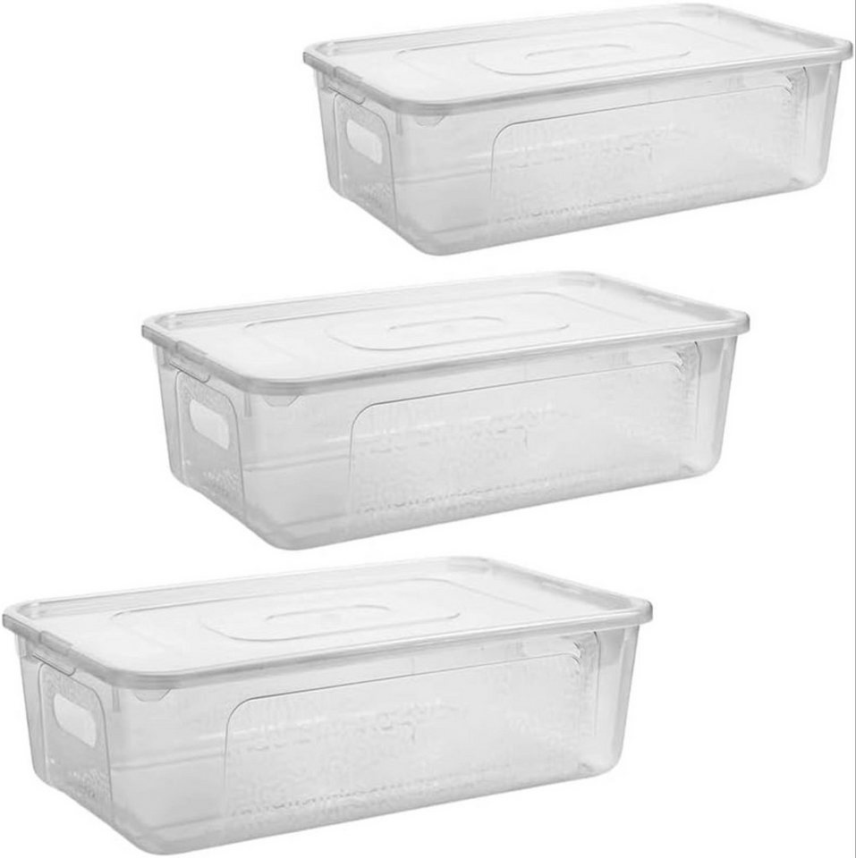 Centi Aufbewahrungsbox SORTINO Aufbewahrungsbox-Set 5 L mit Griffen (3er-Set), 34 × 20 × 10 cm – transparent von Centi