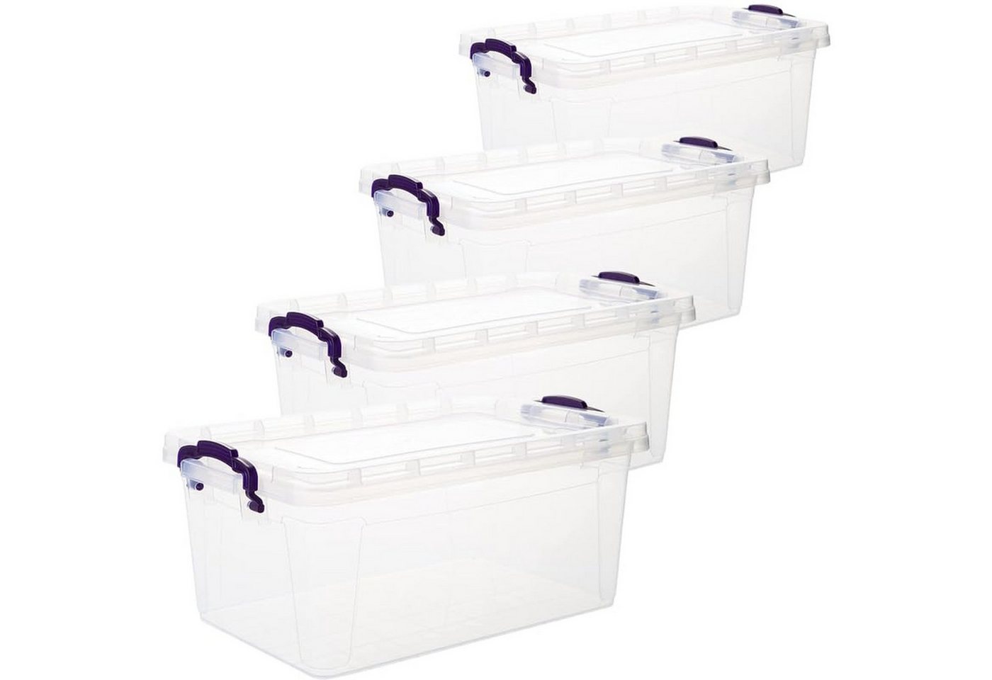 Centi Aufbewahrungsbox Stapelbare Aufbewahrungsbox mit Deckel, 4 Stück (4er-Set) von Centi
