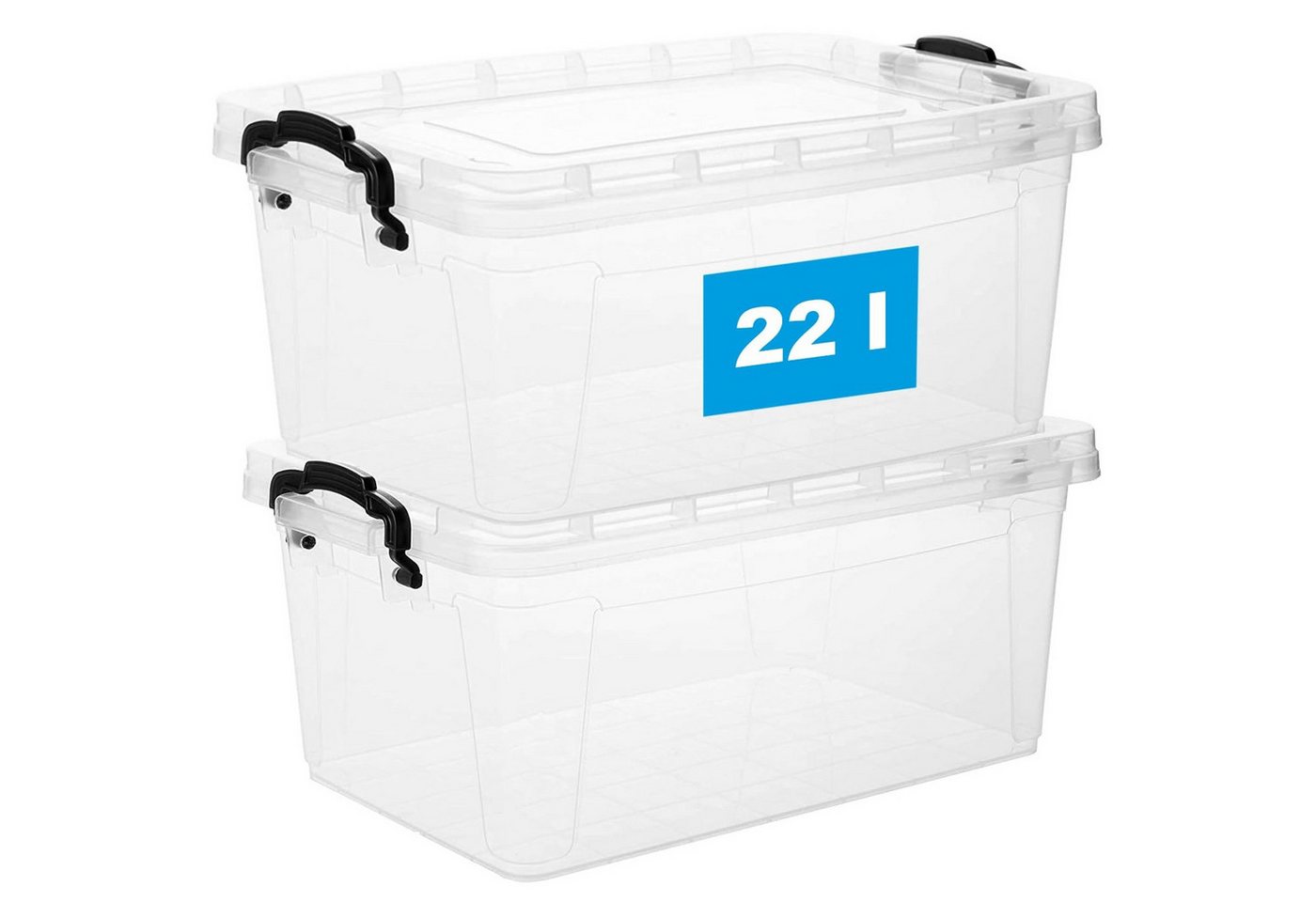 Centi Aufbewahrungsbox Stapelbare Aufbewahrungsbox mit Deckel, Griff, transparent (2er-Set) von Centi