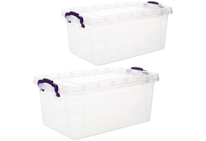 Centi Aufbewahrungsbox Stapelbare Aufbewahrungsbox mit Deckel, transparent (2er-Set) von Centi