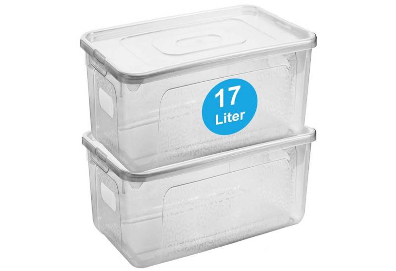 Centi Aufbewahrungsbox Stapelbare Aufbewahrungsbox mit Deckel, transparent (2er-Set) von Centi