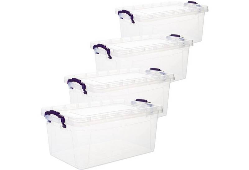Centi Aufbewahrungsbox Stapelbare Aufbewahrungsbox mit Deckel, transparent (4er-Set) von Centi