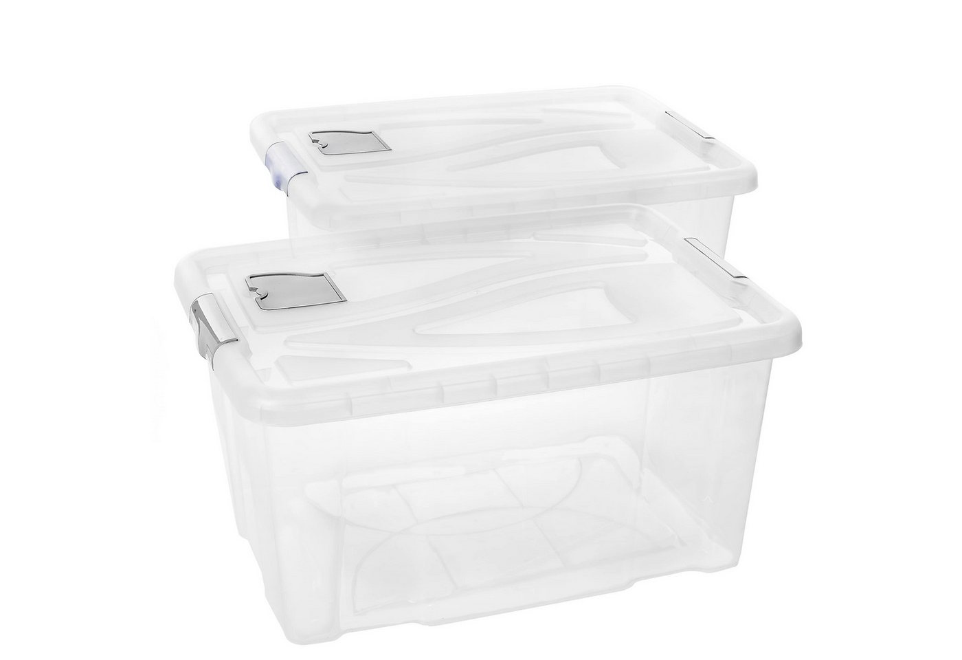 Centi Aufbewahrungsbox Stapelbox mit Deckel 60L transparent stapelbar (2er-Set) von Centi