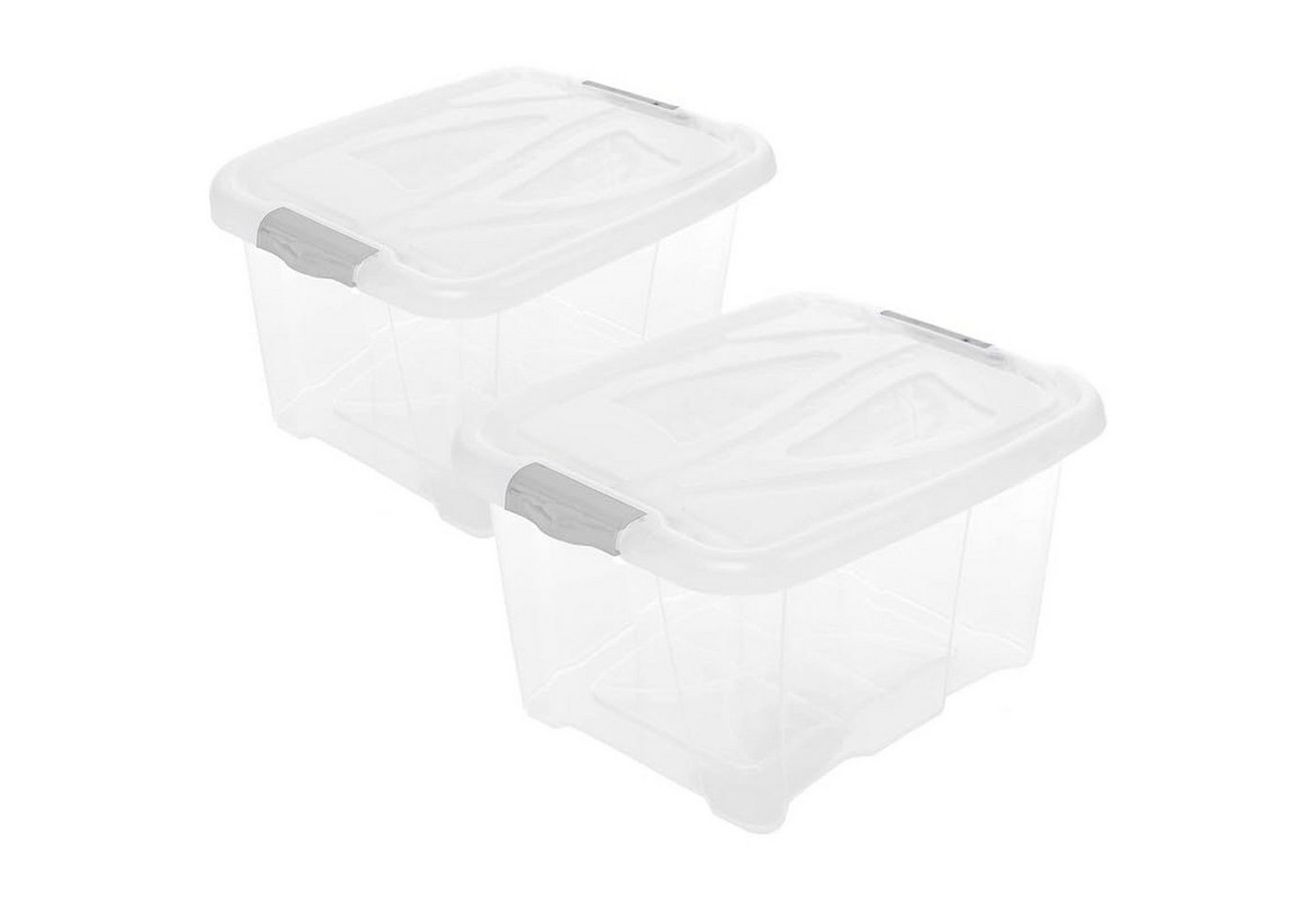 Centi Aufbewahrungsbox Stapelbox mit Deckel transparent stapelbar 30L (2er-Set) von Centi