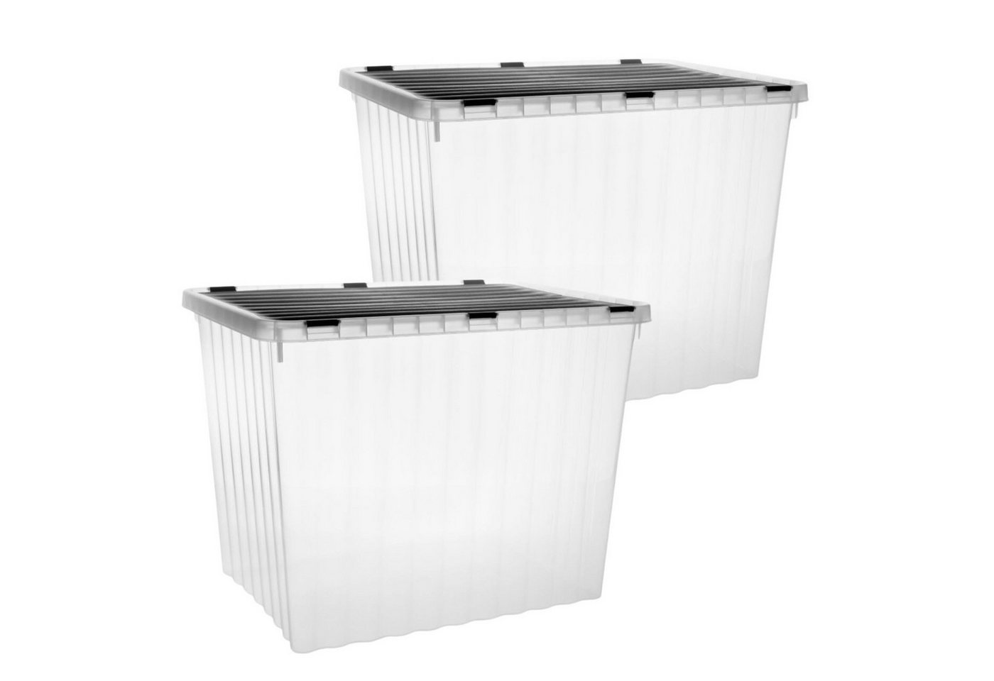 Centi Aufbewahrungsbox Stapelbox mit Deckel und Clipverschluss groß (2er-Set) von Centi