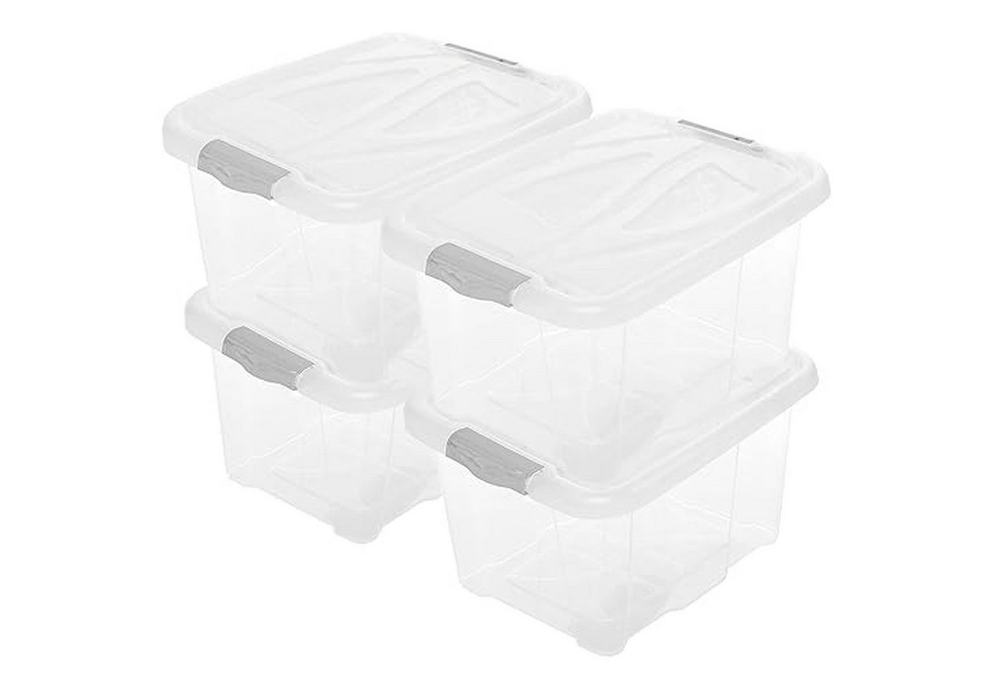 Centi Aufbewahrungsbox Stapelfähige Aufbewahrungsbox mit Deckel, robust (4er-Set) von Centi