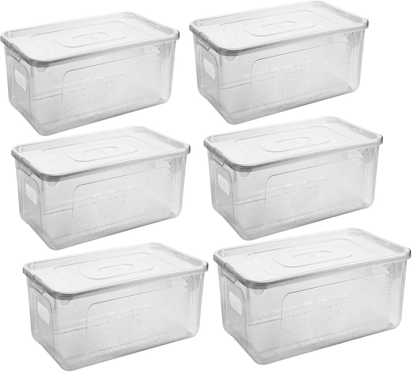 Centi Aufbewahrungsbox TORONTO 17 Liter Transparent mit Deckel (6er-Set), Praktische Kisten mit Clip-Verschlüssen von Centi