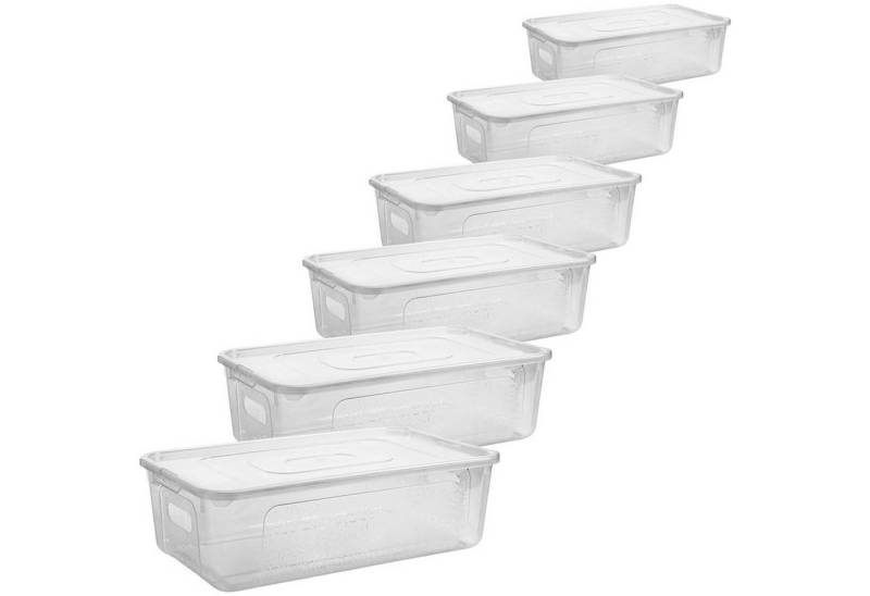 Centi Aufbewahrungsbox Transparente Aufbewahrungsbox mit Deckel, stapelbar (6er-Set) von Centi