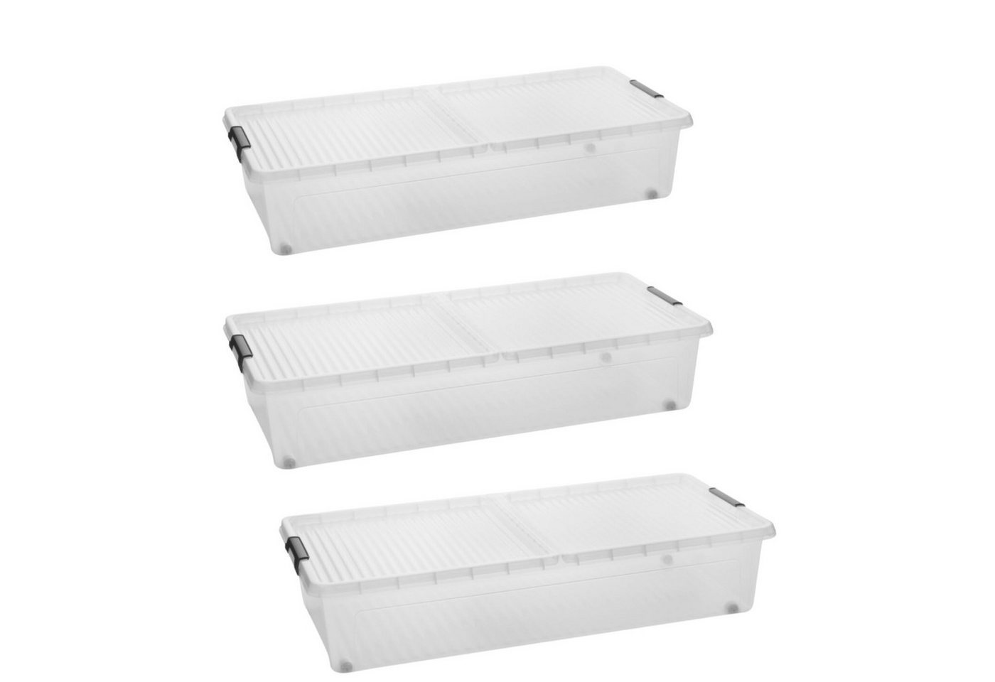Centi Aufbewahrungsbox Unterbett-Aufbewahrungsbox mit Rollen Deckel (3er-Set) von Centi