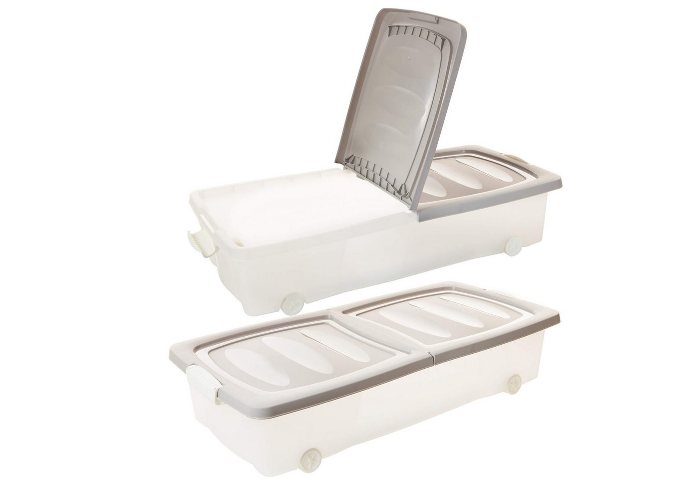Centi Aufbewahrungsbox Unterbettkommode mit Rollen, flach, transparent (2er-Set) von Centi