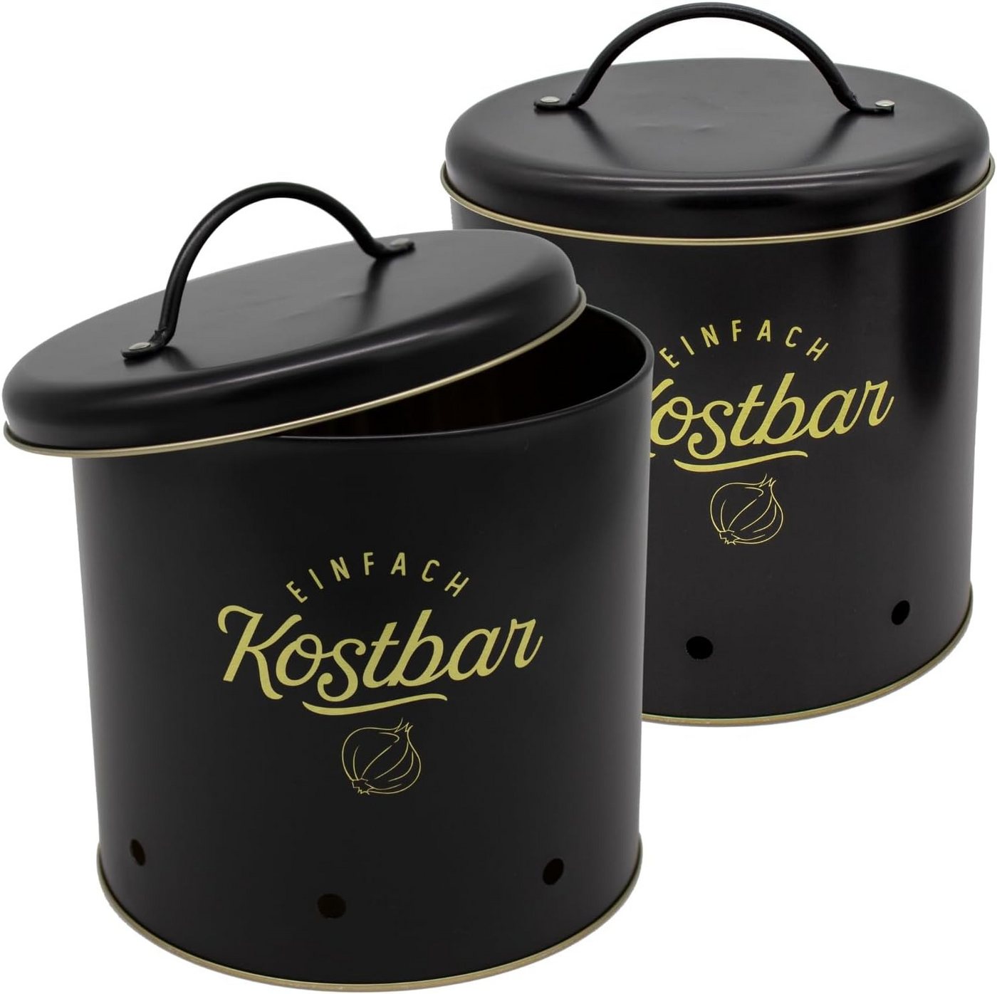Centi Aufbewahrungsdose KOSTBAR Vorratsdosen 5 L 2er-Set Ø 18 cm (2er-Set), mit Griff & Aufdruck von Centi