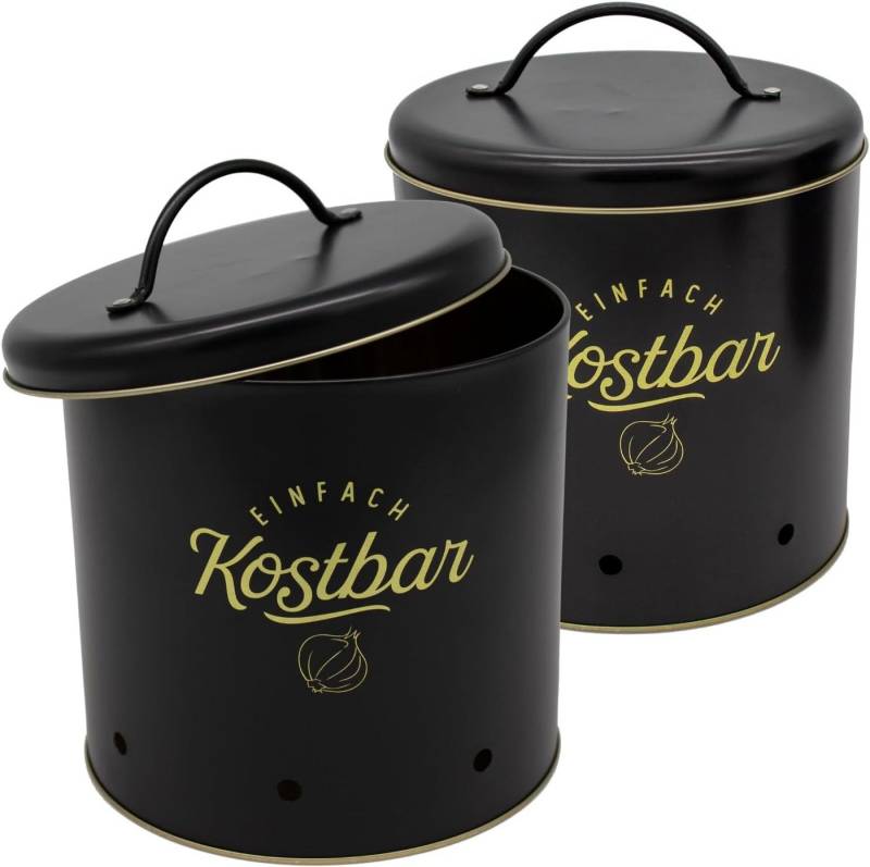 Centi Aufbewahrungsdose KOSTBAR Vorratsdosen 5 L 2er-Set Ø 18 cm (2er-Set), mit Griff & Aufdruck von Centi