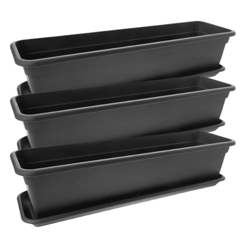 Centi Balkonkasten-Set 3er-Pack 80 cm in Anthrazit: Verwandeln Sie Ihren Balkon in eine blühende Oase! Blumenkasten mit Untersetzer von Centi