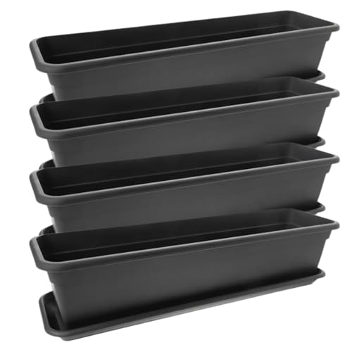 Centi Balkonkasten-Set 4er-Pack 80 cm in Anthrazit: Verwandeln Sie Ihren Balkon in eine blühende Oase! Blumenkasten mit Untersetzer von Centi