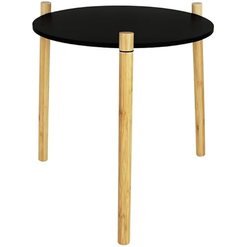 Centi Beistelltisch mit Bambusfüssen schwarz mit Größenwahl Tisch rund Holz Wohnzimmertisch Nachtisch Couchtisch (Ø 40cm) von Centi