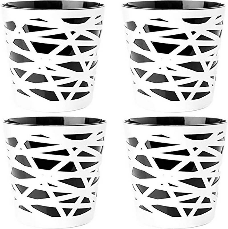 Centi Übertopf Blumentopf Übertopf, 2 in 1, mit herausnehmbarem Einsatz (Spar Set, 4 St., 4er Set), 3D Optik von Centi