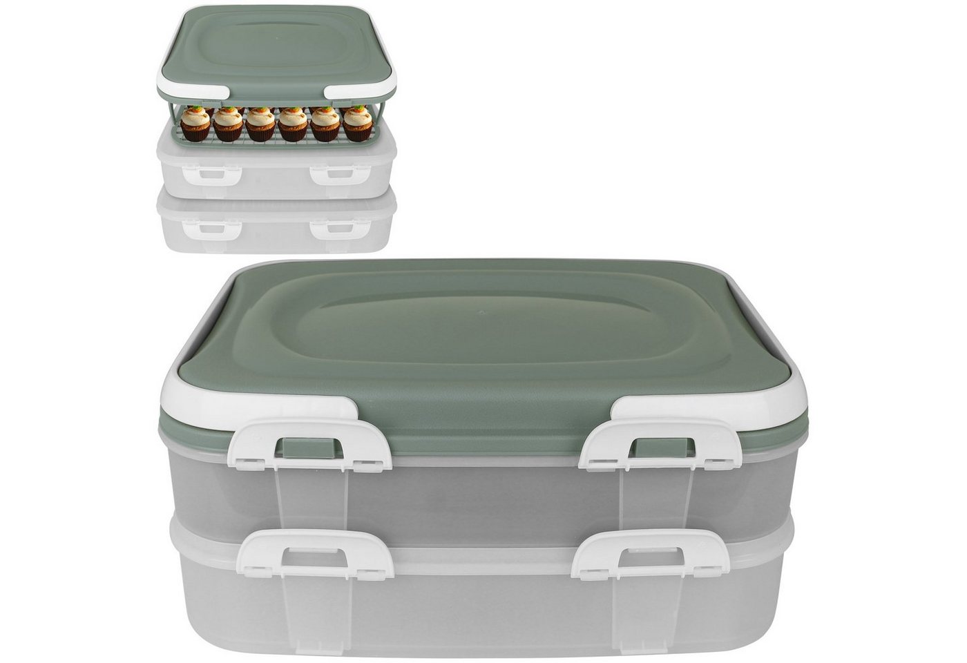 Centi Kuchentransportbox Kuchencontainer 2 Etagen Farbwahl Tortenbehälter Kuchenhaube Tortenbox von Centi