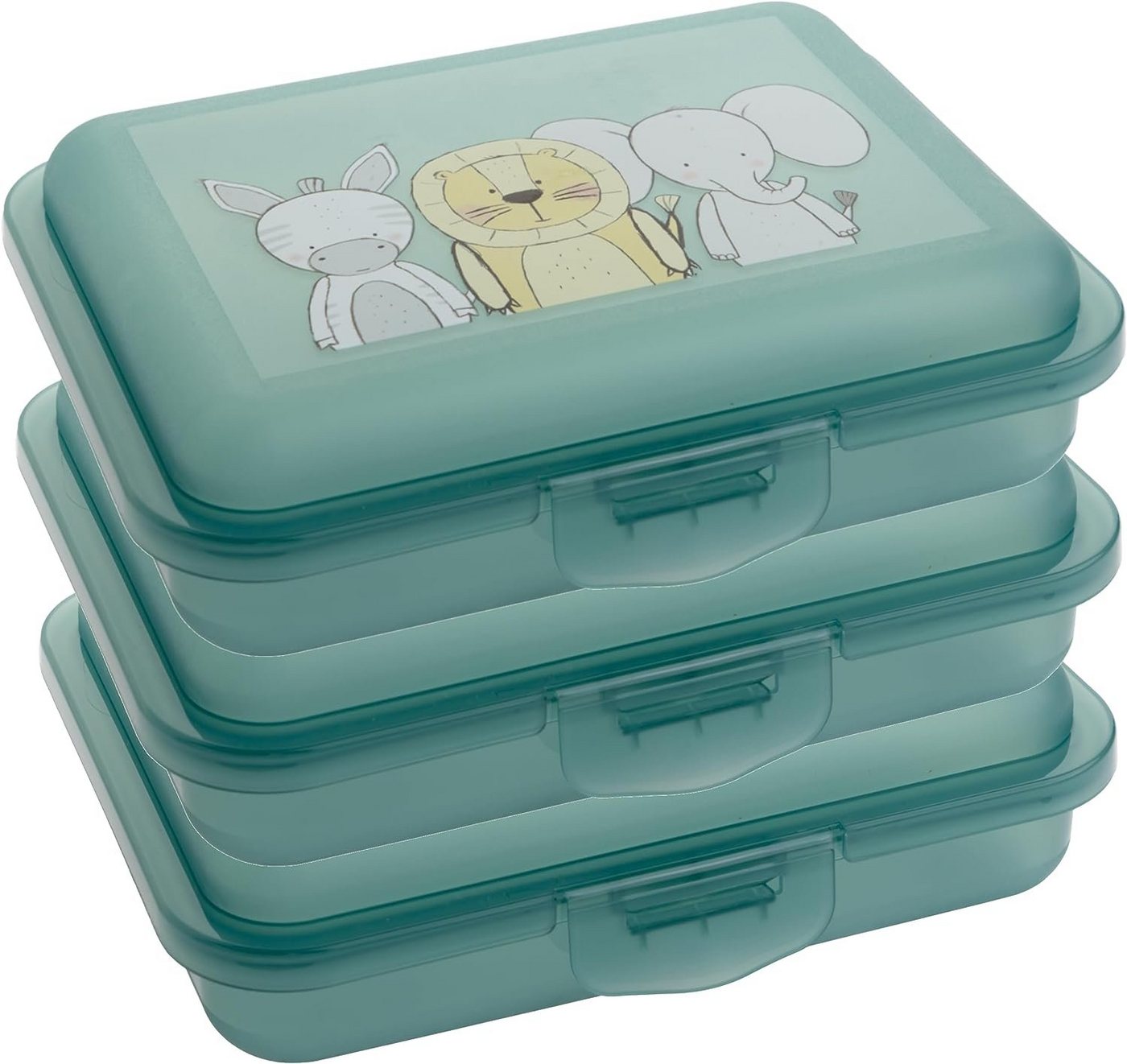 Centi Lunchbox Brotdose Kinder, Spülmaschinengeeignet, Brotdose ohne BPA, Kunststoff, Kunststoff, (Set, 3-tlg., 3-tlg., 15 x 12 x 5cm Farbe: Mint), lebensmittelecht, Klappdeckel mit praktischem Klickverschluss von Centi