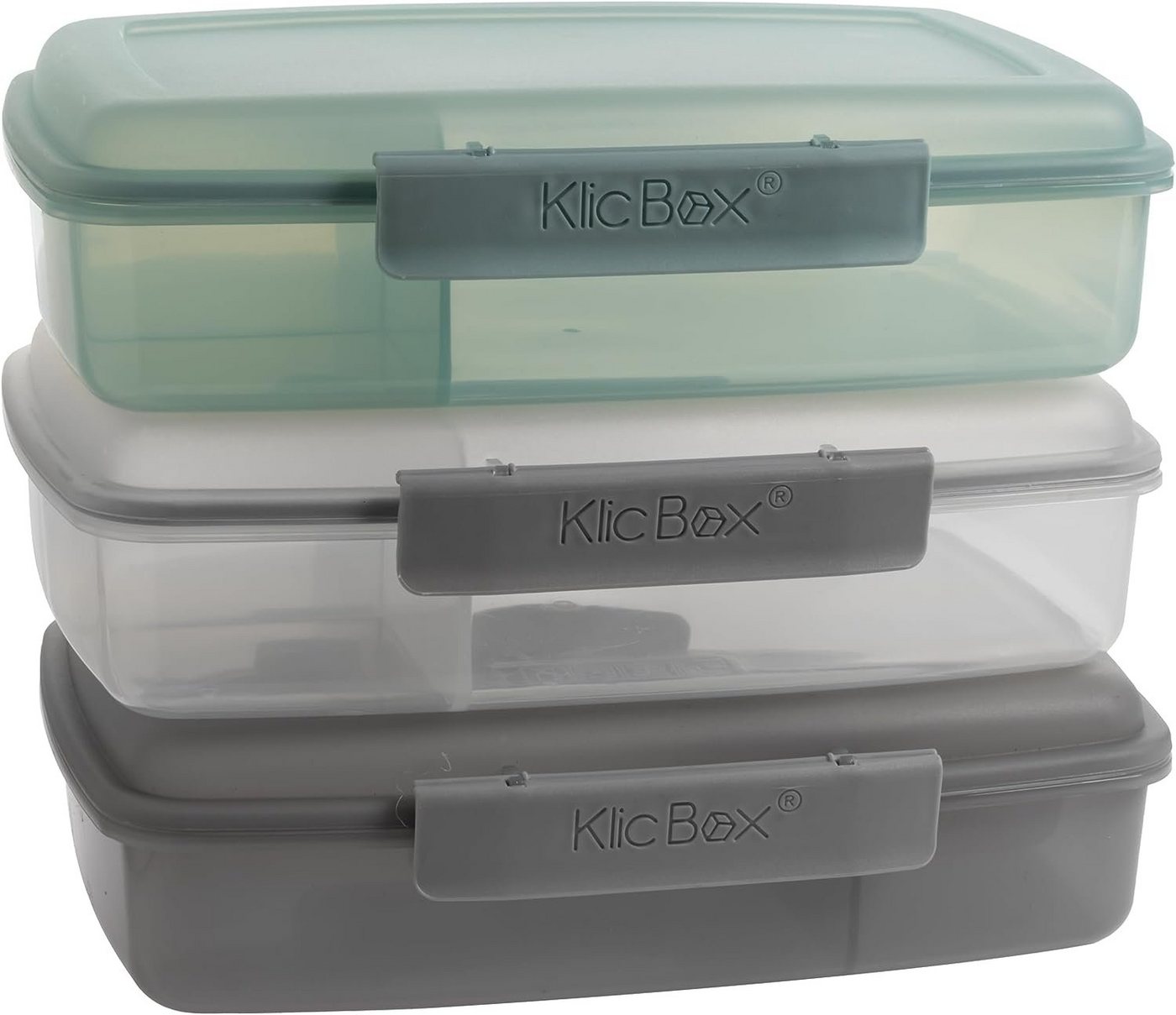 Centi Lunchbox Brotdose Kinder mit Fächer, Lunchbox für Kinder und Erwachsene, Kunststoff, (3er Set), mit stabilen Clickverschluss und Scharnier, effektive Silicondichtung von Centi