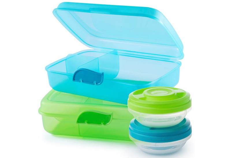 Centi Lunchbox 2 Stück Brotdosen mit 3 Trennfächern, Kunststoff, (4-tlg., 2er Set mit 2 Dosen), Brotdose mit Fächern, Bento Box, Brotzeitbox von Centi