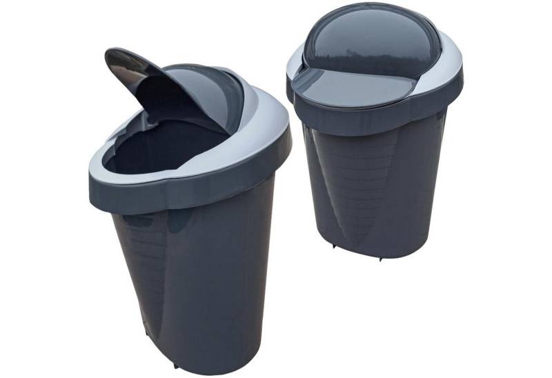 Centi Mülleimer Abfalleimer mit Schiebedeckel, rund, 2er-Set von Centi