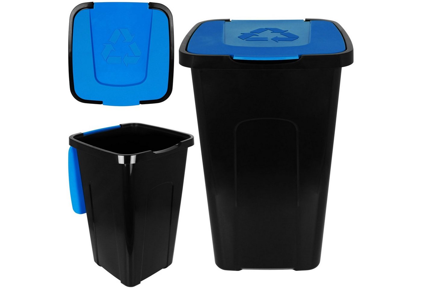 Centi Mülleimer Abfalltonne Recycling 50L mit Farbauswahl, Abfallsammler Abfallbehälter Klappdeckel Eimer Mülltrennsystem von Centi